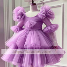 Load image into Gallery viewer, Tulle Long Sleeve Flower Girl Dress Brithday Party Formal Occasion Skirt W13-12