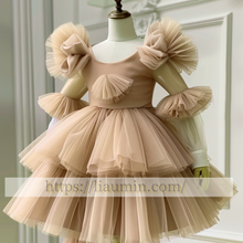Load image into Gallery viewer, Tulle Long Sleeve Flower Girl Dress Brithday Party Formal Occasion Skirt W13-12