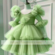 Load image into Gallery viewer, Tulle Long Sleeve Flower Girl Dress Brithday Party Formal Occasion Skirt W13-12