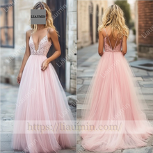 Load image into Gallery viewer, Customized Hand Made Pink Wedding Evening Prom Formal Princess Dress C-15.8