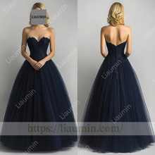 Load image into Gallery viewer, Customized Hand Made Navy Blue Wedding Evening Prom Formal Princess Dress C-15.9
