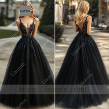 Load image into Gallery viewer, Customized Black Wedding Evening Prom Formal Princess Dress C-16.3