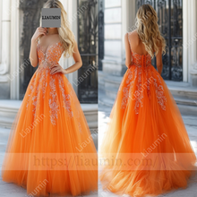 Load image into Gallery viewer, Customized Orange Dress Wedding Evening Prom Formal Princess Dress C-16.7