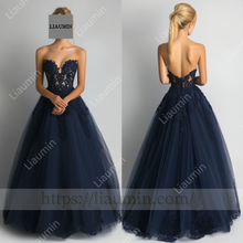 Load image into Gallery viewer, Customized Navy Blue Dress Wedding Evening Prom Formal Princess Dress C-16.9