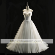 Load image into Gallery viewer, Simple Tulle Strapless Wedding Dress Lace Up Back Bridal Gown Princess Dress Custom A-1.17