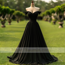 Load image into Gallery viewer, Black Full Length Off the Shoulder Evening Party Prom Formal Occasion Princess Dress W15-1.1