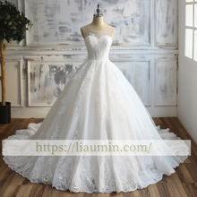 Load image into Gallery viewer, Lace Strapless Wedding Dress Lace Up Back Bridal Gown Princess Dress Custom A-1.21