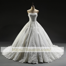 Load image into Gallery viewer, White Or Ivory Lace Strapless Wedding Dress Lace Up Back Bridal Gown Princess Dress Custom A-1.23