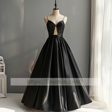 Load image into Gallery viewer, Sexy Black Spaghetti Straps Long Evening Party Prom Formal Occasion Princess Dress W5-1.27