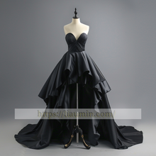 Load image into Gallery viewer, Black Strapless Hi-Lo Evening Party Prom Formal Occasion Princess Dress W5-1.7