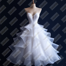 Load image into Gallery viewer, White Strapless With Strap Ball Gown Wedding Evening Prom Formal Princess Dress W19.23.4