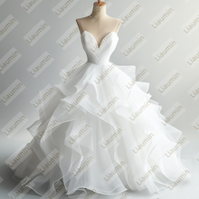 Load image into Gallery viewer, White V Neck With Strap Ball Gown Wedding Evening Prom Formal Princess Dress W19.23.7