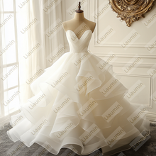 Load image into Gallery viewer, Ivory Strapless Ball Gown Wedding Evening Prom Formal Princess Dress W19.23.8