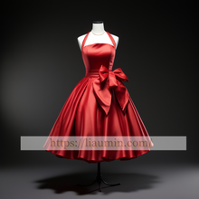 Load image into Gallery viewer, Red Satin Halter Short Evening Party Prom Princess Homecoming Dress Custom Size W5-2.47
