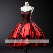 Load image into Gallery viewer, Red Satin Lace Short Length Evening Party Prom Formal Occasion Princess Dress Custom Color W5-2.53