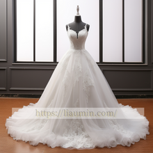 Load image into Gallery viewer, White Long Lace Applique A Line Wedding Dress Bridal Gown Prom Princess Dress W5-2.59
