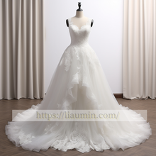 Load image into Gallery viewer, White Or Ivory Long Lace Applique A Line Wedding Dress Bridal Gown Prom Princess Dress Custom W5-2.61