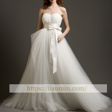 Load image into Gallery viewer, New White Or Ivory With Sash Strapless Wedding Dress Bridal Gown Princess Dress Custom Size W5-3.25