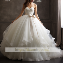 Load image into Gallery viewer, White Or Ivory With Sash Strapless Wedding Dress Bridal Gown Princess Dress Custom Size W5-3.26