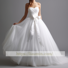 Load image into Gallery viewer, White or Ivory With Sash Strapless Lace Up Back Wedding Dress Formal Occasion Bridal Gown Hand made Custom W5-3.29