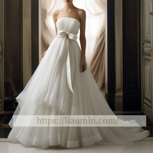 Load image into Gallery viewer, White Or Ivory With sash Strapless Wedding Dress Bridal Gown Princess Dress Custom Size W5-3.30