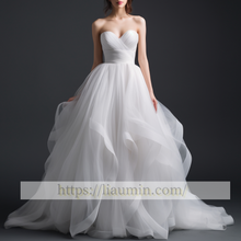 Load image into Gallery viewer, White Or Ivory Strapless Wedding Dress Bridal Gown Princess Dress Custom Size W5-3.32