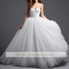 Load image into Gallery viewer, White or Ivory Strapless Lace Up Back Wedding Dress Formal Occasion Bridal Gown Hand made Custom Size W5-3.33