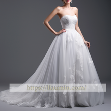 Load image into Gallery viewer, White Or Ivory Lace Strapless Wedding Dress Bridal Gown Princess Dress Custom Size W5-3.34