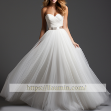 Load image into Gallery viewer, White or Ivory With Sash Strapless Lace Up Back Wedding Dress Bridal Gown Hand made Custom W5-3.38