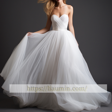 Load image into Gallery viewer, White Or Ivory Strapless Wedding Dress Bridal Gown Princess Dress Custom W5-3.39