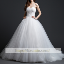 Load image into Gallery viewer, White or Ivory With Sash Strapless Lace Up Back Wedding Dress Bridal Gown Hand made Custom W5-3.40