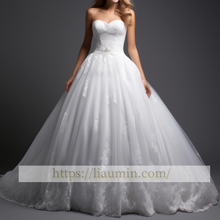 Load image into Gallery viewer, White Or Ivory Lace Strapless Wedding Dress Bridal Gown Princess Dress Custom Size W5-3.42