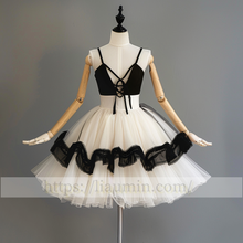Load image into Gallery viewer, Ivory and Black Short Length Evening Party Prom Formal Princess Homecoming Dress Custom W15-3.7
