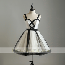 Load image into Gallery viewer, White and Black Short Length Evening Party Prom Formal Princess Homecoming Dress Custom Made W15-3.9