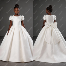 Load image into Gallery viewer, Flower Girl Dresses Satin O Neck Wedding Formal Brithday Princess First Communion Pageant Kids Skirt Customized Made W22-40