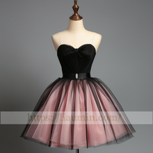 Load image into Gallery viewer, Pink and Black Tulle Strapless Short Length Evening Prom Formal Princess Homecoming Dress Custom W15-4.10