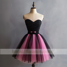 Load image into Gallery viewer, Pink and Black Tulle Strapless Short Length Evening Prom Formal Princess Homecoming Dress Custom Color W15-4.11