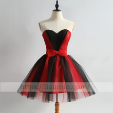 Load image into Gallery viewer, Red and Black Tulle Sweetheart Short Length Evening Prom Formal Princess Homecoming Dress Hand Made W15-5.10
