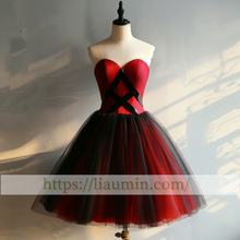 Load image into Gallery viewer, Red and Black Tulle Sweetheart Short Length Evening Prom Formal Princess Homecoming Dress New W15-5.13