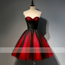 Load image into Gallery viewer, Red and Black Tulle Strapless Short Length Evening Prom Formal Princess Homecoming Dress Custom Size W15-5.2