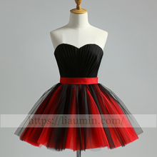 Load image into Gallery viewer, Red and Black Tulle Sweetheart Short Length Evening Prom Formal Princess Homecoming Dress Custom W15-5.9
