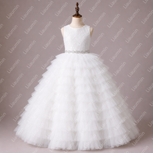Load image into Gallery viewer, Elegant Flower Girl Dress for Wedding Luxury Layered Tulle Princess Gown Kids Birthday Party Dress W22.64