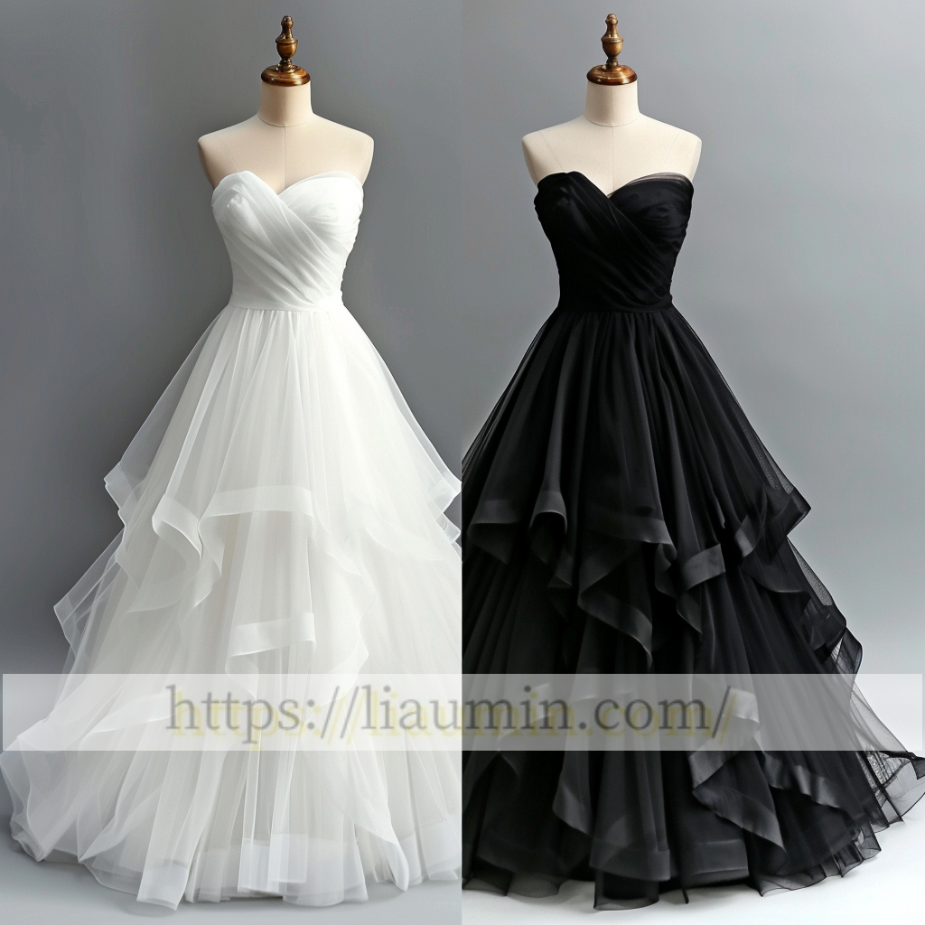 White Or Black Tulle Full Length Evening Prom Lace Up Back Formal Princess Dress Hand Made W15-10.5