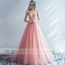 Load image into Gallery viewer, Custom Pink Tulle With Lace Applique Wedding Evening Prom Formal Princess Dress C-10.8
