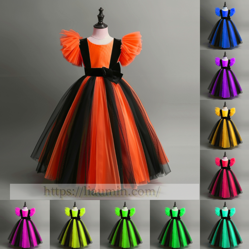 Tulle Cap Sleeve Flower Girl Dress Brithday Party Formal Occasion Skirt W13-11