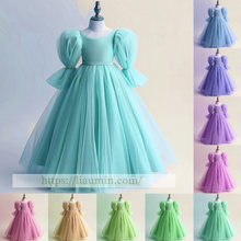 Load image into Gallery viewer, Tulle Long Sleeve Flower Girl Dress Brithday Party Formal Occasion Skirt W13-13
