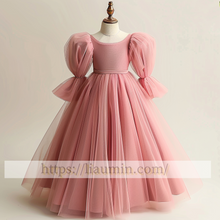 Load image into Gallery viewer, Tulle Long Sleeve Flower Girl Dress Brithday Party Formal Occasion Skirt W13-13
