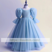 Load image into Gallery viewer, Tulle Long Sleeve Flower Girl Dress Brithday Party Formal Occasion Skirt W13-13
