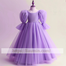 Load image into Gallery viewer, Tulle Long Sleeve Flower Girl Dress Brithday Party Formal Occasion Skirt W13-13
