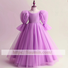 Load image into Gallery viewer, Tulle Long Sleeve Flower Girl Dress Brithday Party Formal Occasion Skirt W13-13
